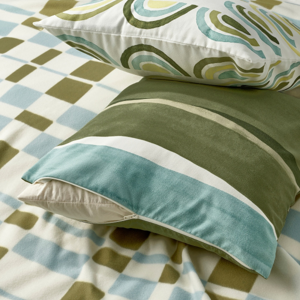 70572171 Плед, желто-зеленый/серо-бирюзовый, 120х160 см