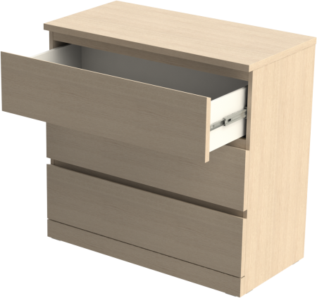 00227 Комод, 3 ящика, шпон дуб беленый, 80x77x40 см