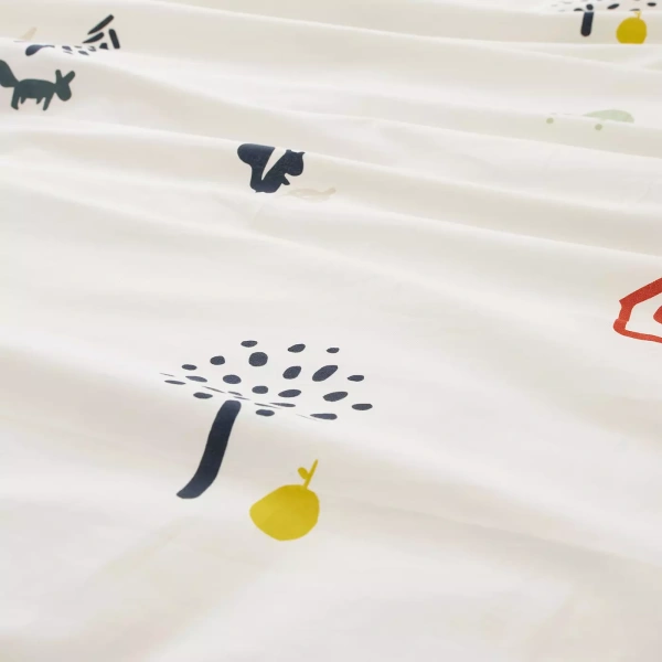 80504695 Пододеяльник и наволочка, орнамент «лесные животные»/разноцветный, 150x200/50x60 см