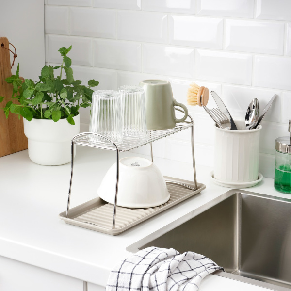 80473726 Сушилка посудная, бежевый/оцинковка, 15x35 см