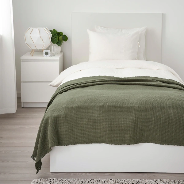 90456571 Плед, темно-зеленый, 130x170 см