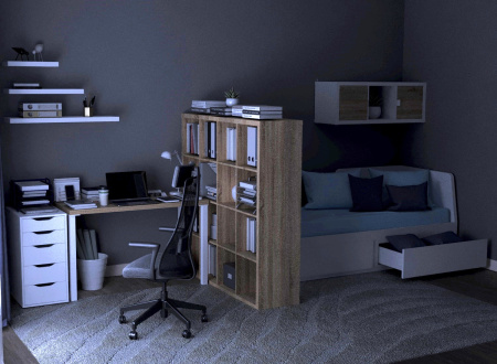 00685 Стеллаж, 147х147х38 см, дуб беленый