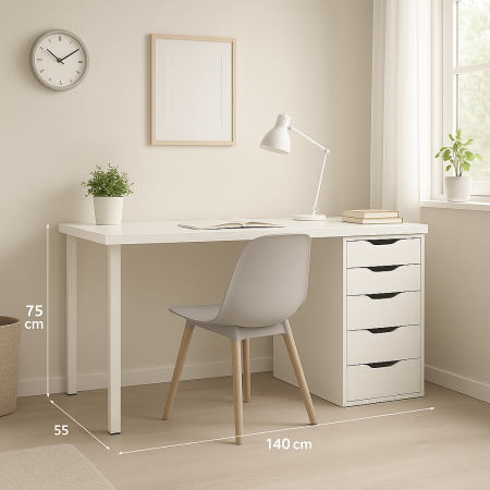 00456 Стол письменный, белый, 2/5T, 140x75x55 см
