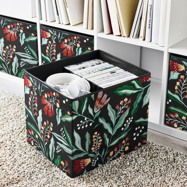 70527249 Коробка, черный/разноцветный, 33x38x33 см