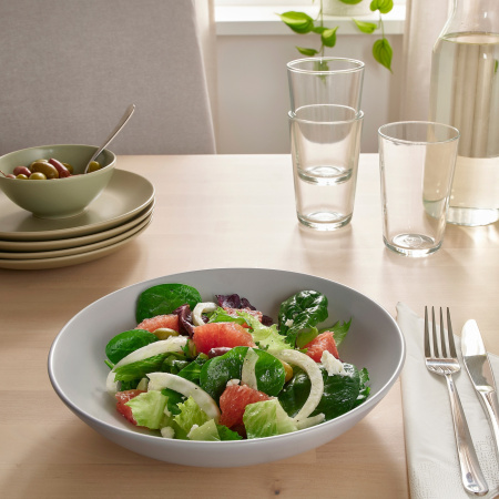 20479383 Тарелка глубокая, матовая поверхность светло-серый, 23 см, 4 шт