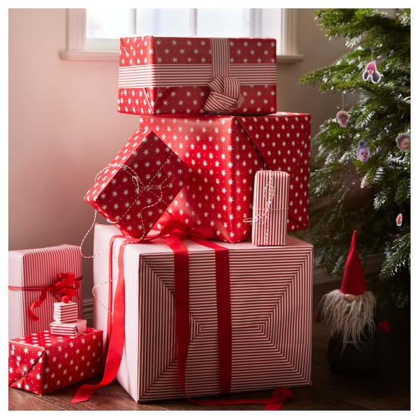 00522962 Рулон оберточной бумаги, узор в красную/белую полоску, 3 x 0,7 м