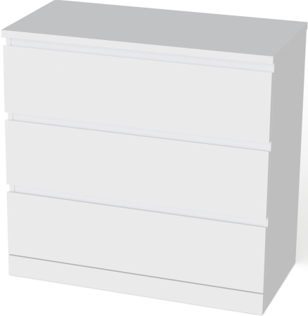 00203 Комод, 3 ящика, белый, 80x77x40 см