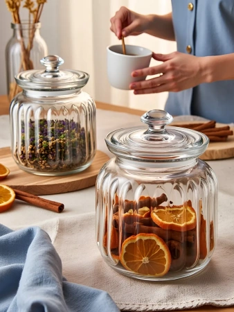 96374 Банка с крышкой, прозрачное стекло, 900 мл