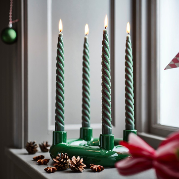 10599927 Неароматическая свеча спираль, зеленый, 25 см, 2 шт.