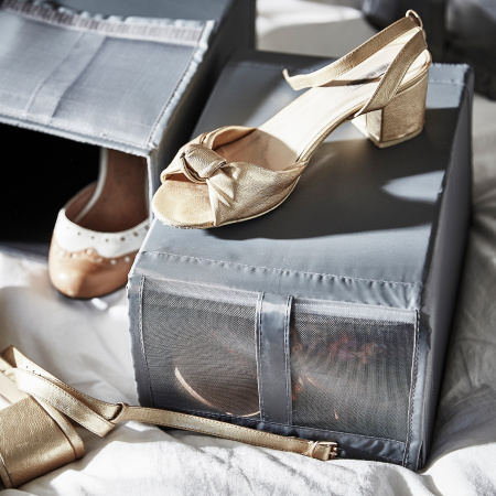 80400004 Коробка для обуви, темно-серый, 22x34x16 см, 4 шт