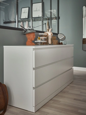 00296 Комод / тумба, 6 ящиков, белый, 160x77x40 см