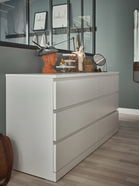 00296 Комод / тумба, 6 ящиков, белый, 160x77x40 см