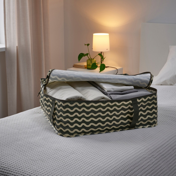 70534645 Сумка для хранения одежды/белья, кремовый/зеленый, 55x49x19см