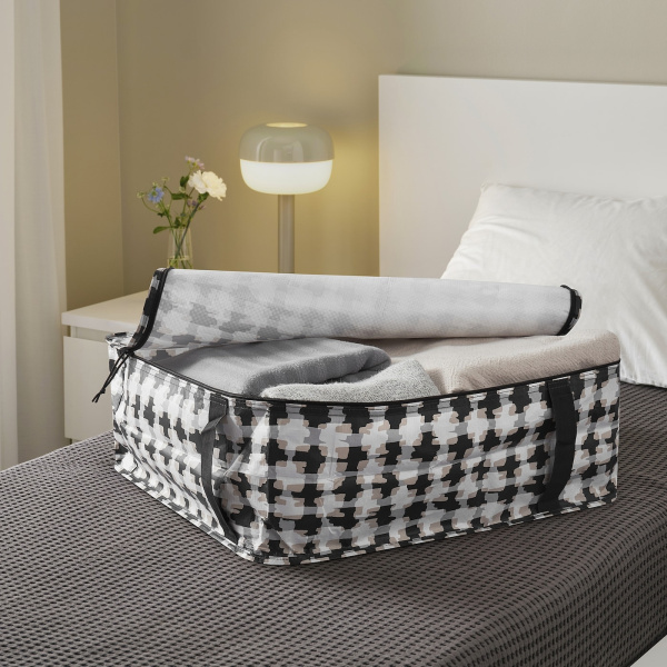 90588755 Сумка для хранения одежды/белья, белый/разноцветный, 55x49x19 см