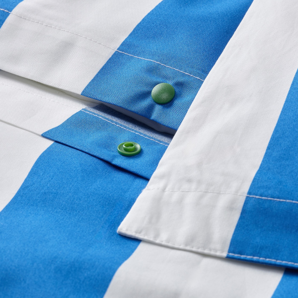 20578991 Пододеяльник и 2 наволочки, синий / белый / полоска, 200x200 / 50x60 см