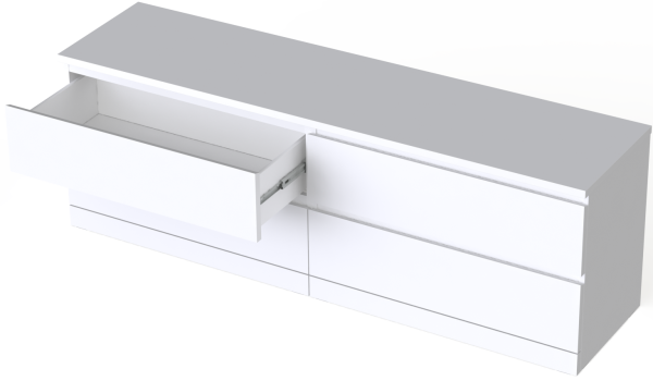 00265 Комод / тумба, 4 ящика, белый, 160x54x40 см