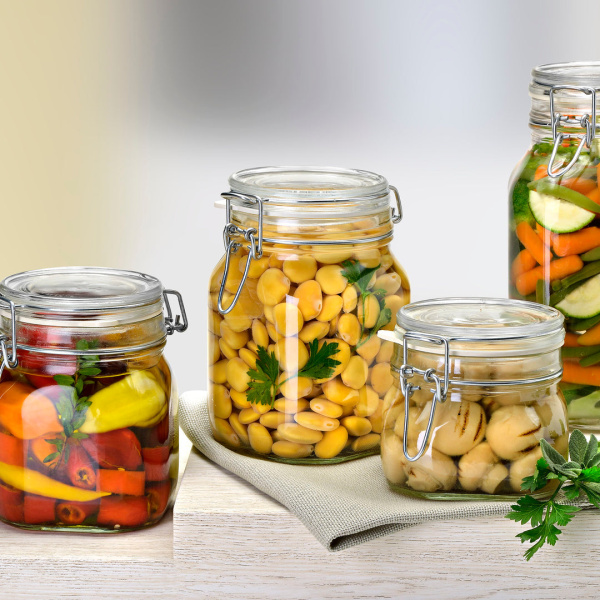 149220 Банка с крышкой, прозрачное стекло, 1 л
