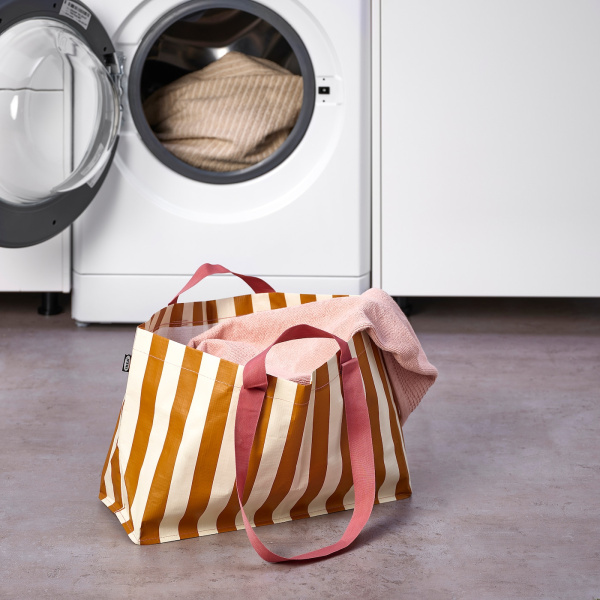 80573127 Сумка, кремовый/коричневый/в полоску, 18x45x28 см/22 л