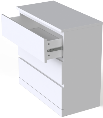 00203 Комод, 3 ящика, белый, 80x77x40 см