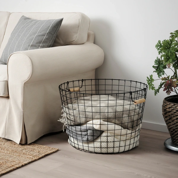 50503937 Проволочная корзина с ручками, черный, 59x40 см
