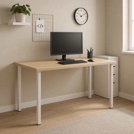 00890 Стол письменный, дуб беленый/белый, 1/ТТ, 120x75x55 см