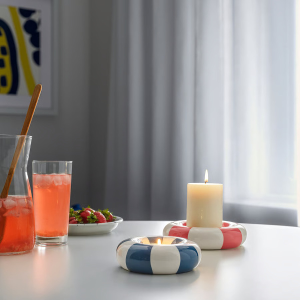 50591929 Подсвечник для греющей свечи, темно-синий/белый, 4 см