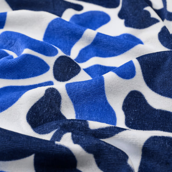 90600644 Пляжное полотенце, синий/цветочный узор, 100x180 см