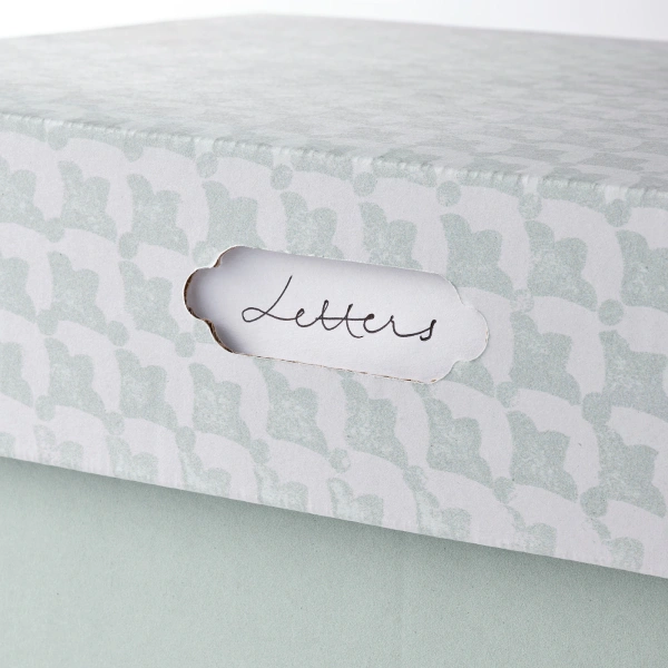 20457913 Коробка с крышкой, серо-зеленый белый/бумага, 33x23x15 см