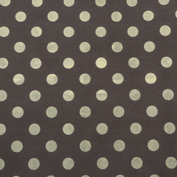 9582358 Рулон упаковочной бумаги крафт,горох золотой на черном 0,67 х 10 м