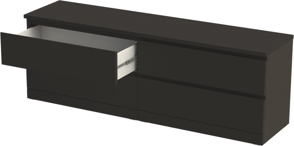 00272 Комод / тумба, 4 ящика, шпон ясень черный, 160x54x40 см