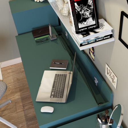 01910 Стол письменный, серо-бирюзовый / черный, 132x58x76 см