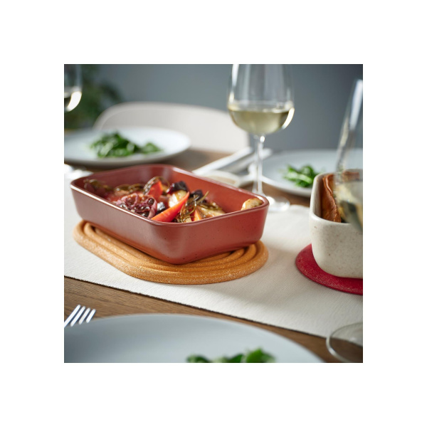 90611058 Подставка под горячее,овальный/коричневый/красный, 26х16 см, 2 шт