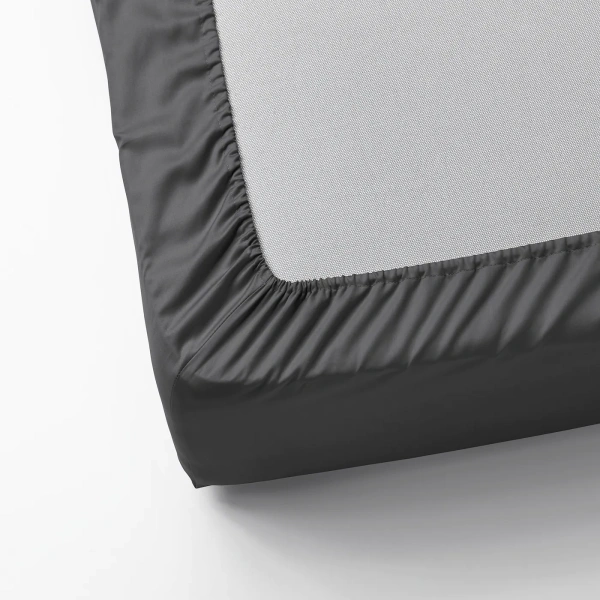 40442685 Простыня натяжная, темно-серый, 90x200 см