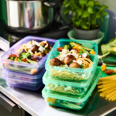 60596709 Набор контейнеров с крышкой, сиреневый/зеленый, 22х14х5 см, 2 шт.