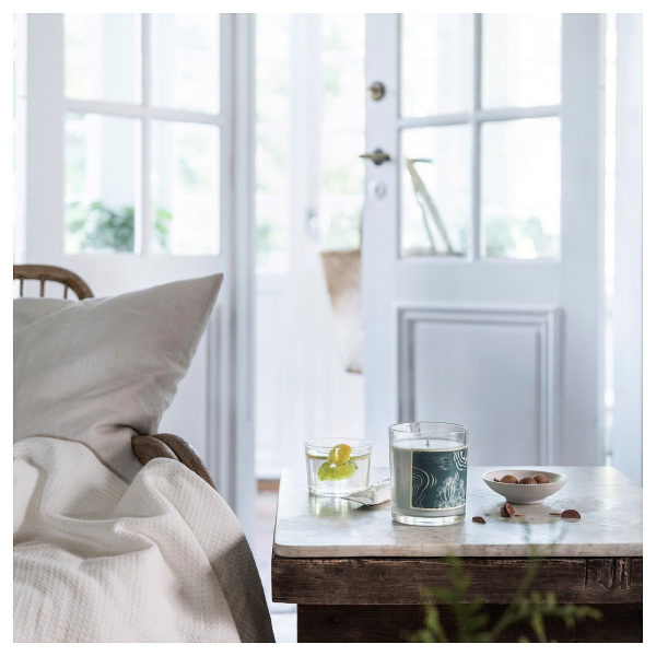 00552416 Свеча ароматическая в стакане, бергамот и кедр/бледно-зеленый, 45 ч