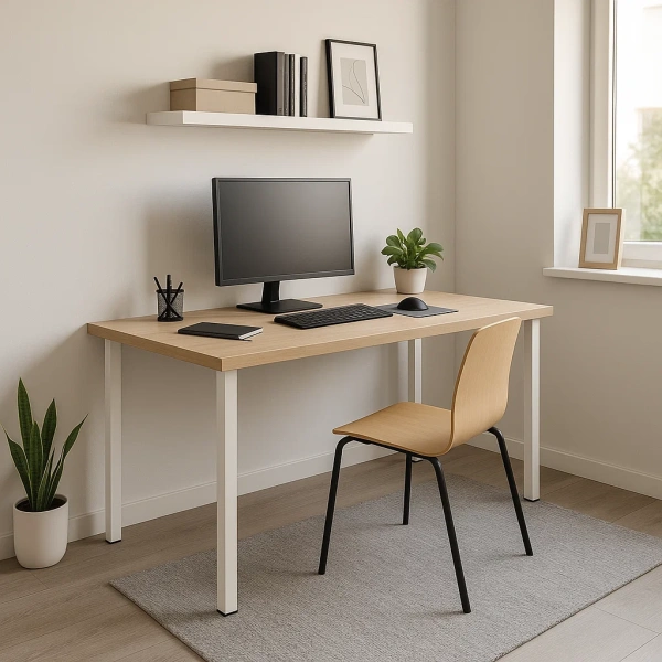 00890 Стол письменный, дуб беленый/белый, 1/ТТ, 120x75x55 см