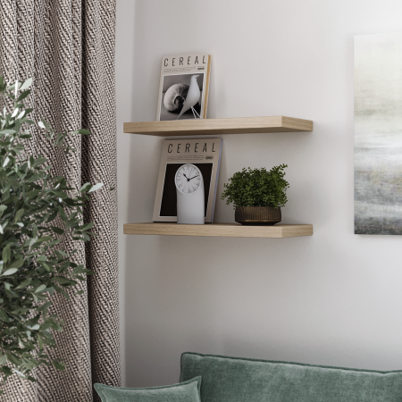 00739 Полка навесная / настенная, дуб беленый, 60x25 см