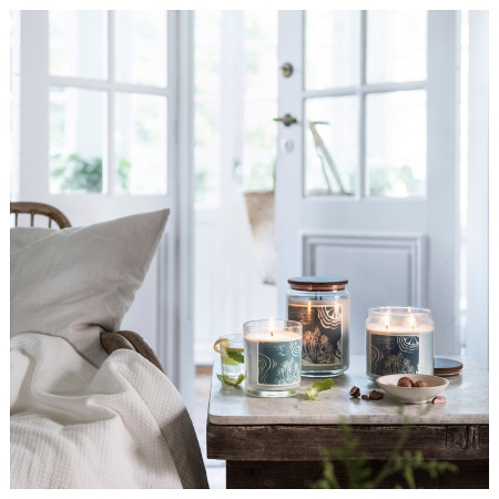 00552416 Свеча ароматическая в стакане, бергамот и кедр/бледно-зеленый, 45 ч