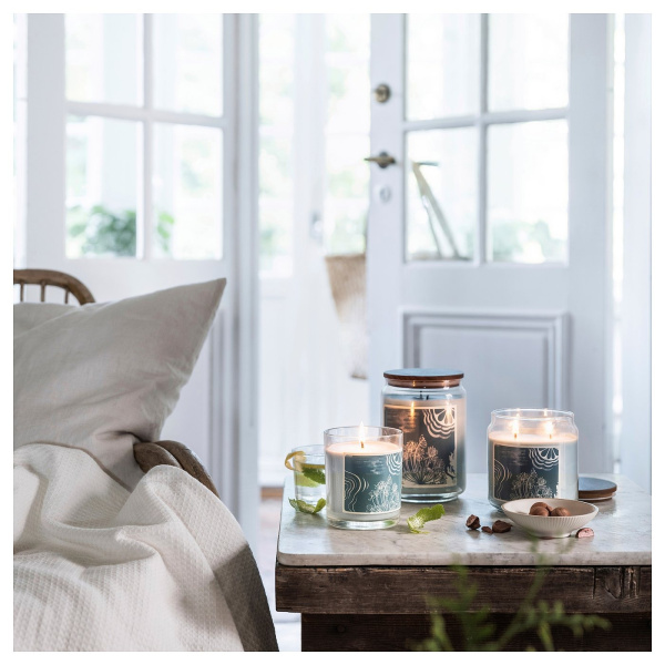 00552416 Свеча ароматическая в стакане, бергамот и кедр/бледно-зеленый, 45 ч