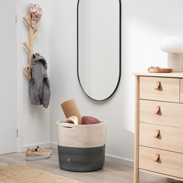 40542864 Корзина, натуральный/серо-зеленый, 47х43 см