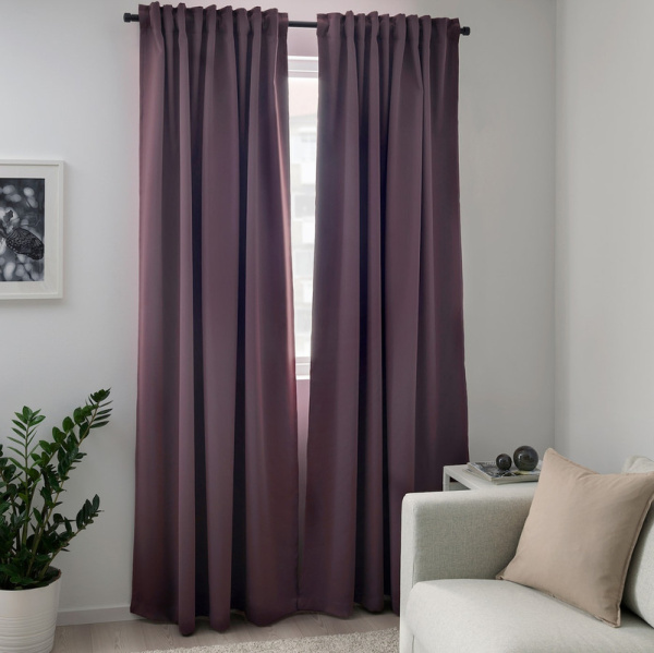 10348627 Гардины, блокирующие свет, 2 шт., сиреневый, 145x300 см