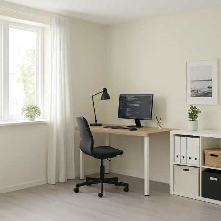 00890 Стол письменный, дуб беленый/белый, 1/ТТ, 120x75x55 см