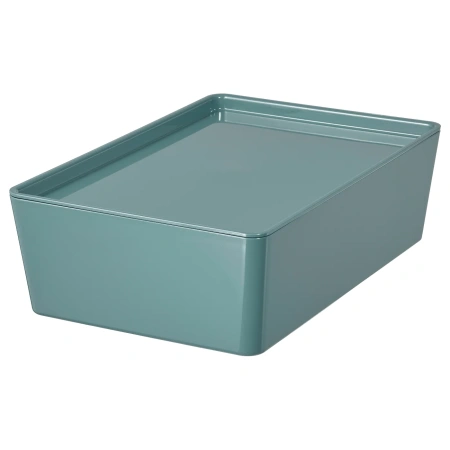 60489511 Контейнер с крышкой, бирюзовый, 18x26x8 см