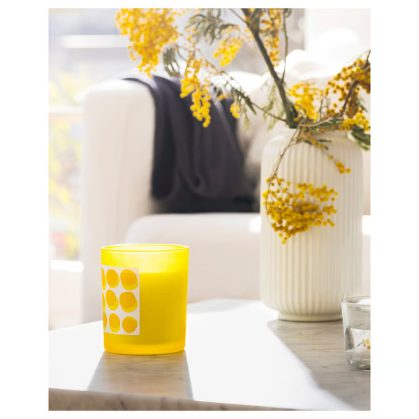 70582660 Cвеча ароматическая в стакане, мимоза / желтый, 45 ч