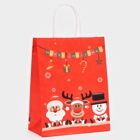 10500669 Пакет бумажный подарочный новогодний крафт "В ожидании Нового Года", 27 х 21 х 11 см