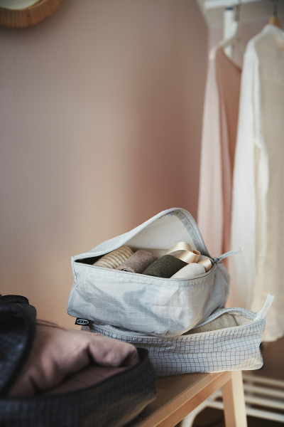 30432502 Набор сумок для одежды 3 шт., клетка/серый/черный