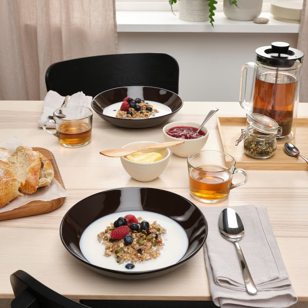 60485438 Тарелка глубокая, глянцевая поверхность, коричневый, 23 см