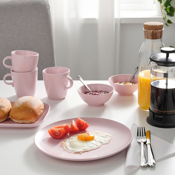 30478180 Тарелка, матовая поверхность светло-розовый, 26 см, 4 шт