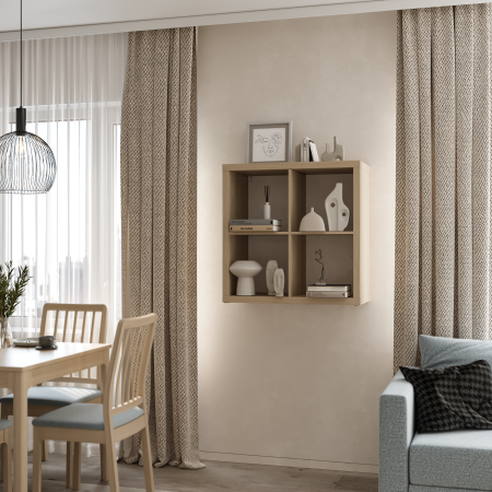 00647 Стеллаж, 77х77х38 см, дуб беленый