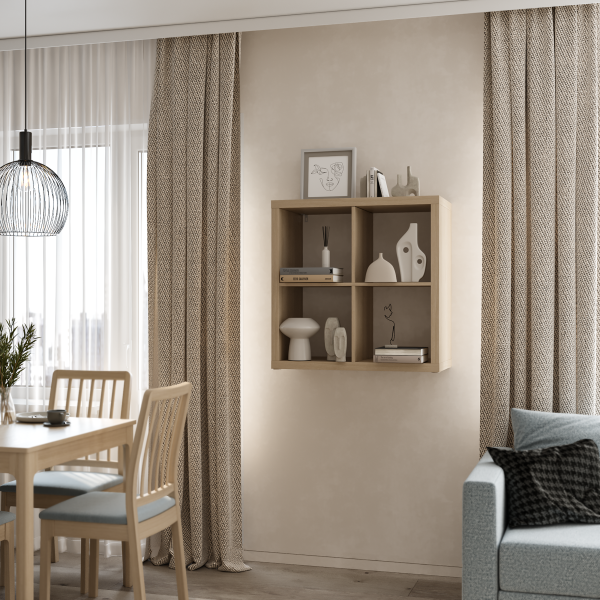 00647 Стеллаж, 77х77х38 см, дуб беленый